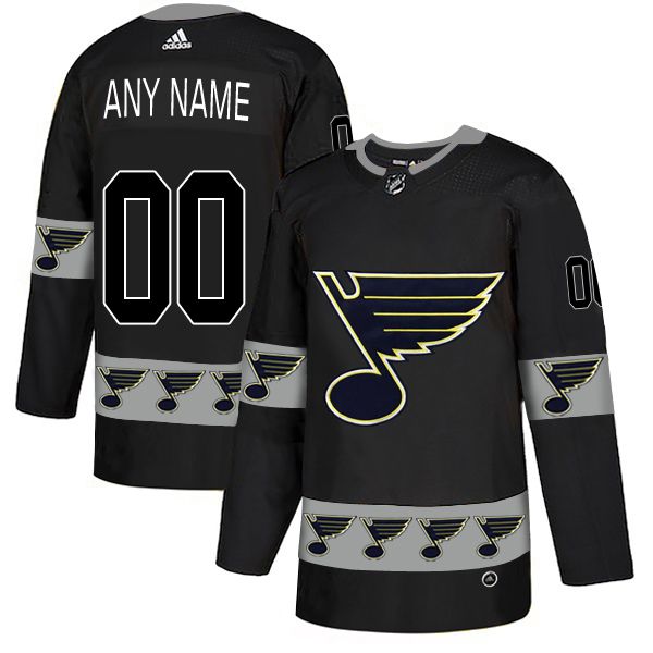 Men St.Louis Blues #00 Any name Black Custom Adidas Fashion NHL Jersey